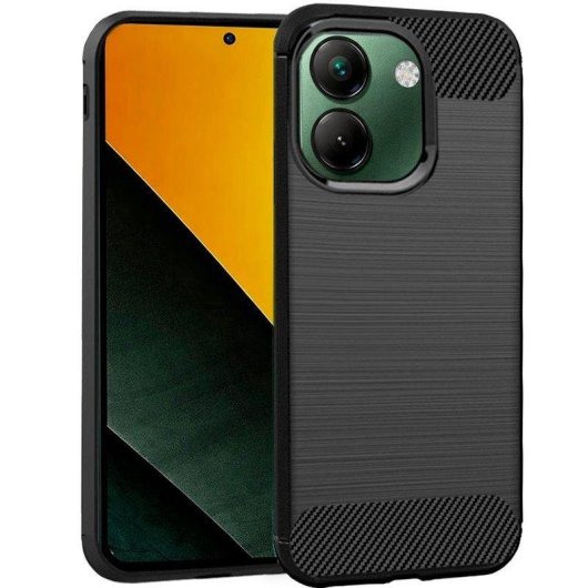 Funda fur Handy Cool Carbon Effekt Stoßfest TPU Schwarz fur POCO M7 Pro 5G