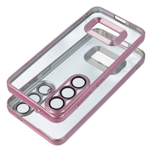 Funda para móvil Cool Carcasa COOL Borde Metalizado Transparente Rosa para Samsung Galaxy A26 5G y A17