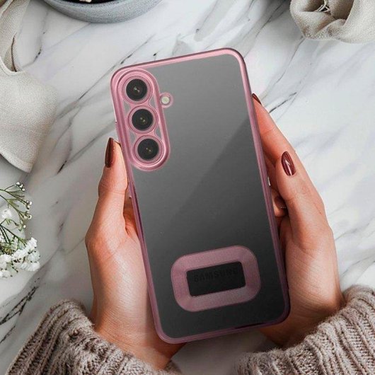 Funda para móvil Cool Carcasa COOL Borde Metalizado Transparente Rosa para Samsung Galaxy A26 5G y A17