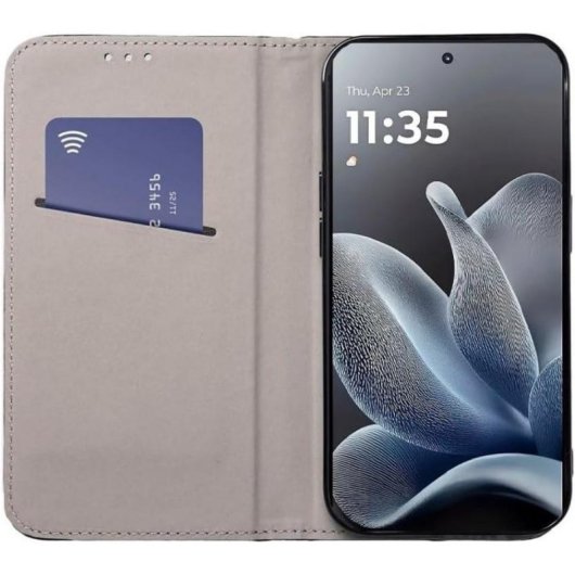 Funda para telemovel Cool Flip Cover Capa Livro Couro sintetico Preto 360 graus para Motorola Edge 70