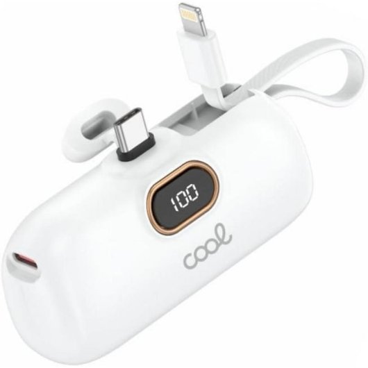 Batterie Externe Cool Capsule 5000 mAh Blanc LED Écran Intégré
