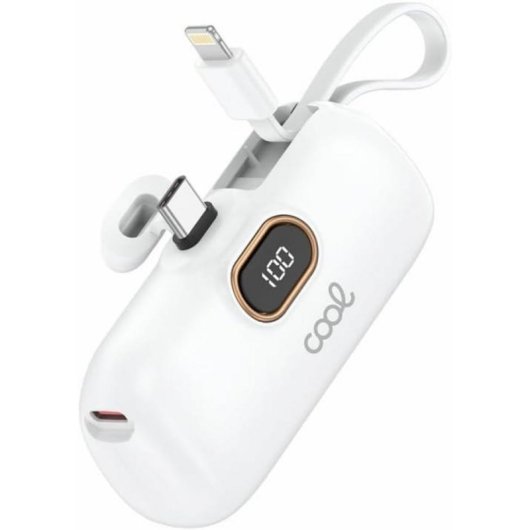 Batterie Externe Cool Capsule 5000 mAh Blanc LED Écran Intégré