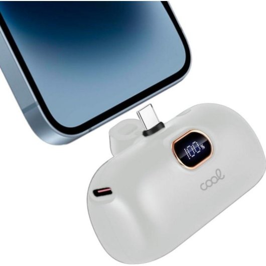 Batterie Externe Cool Capsule 5000 mAh Blanc LED Écran Intégré
