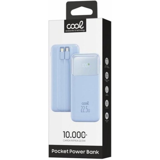 Powerbank Cool Pocket 10000 mAh 22.5W LED-Anzeige Blau