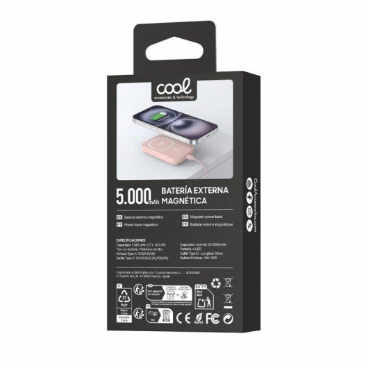 Batería Externa Cool Magnética Qi 5000 mAh