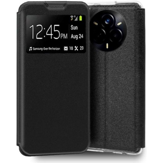 Funda para móvel Cool Flip Cover Tipo Livro Couro Sintético Preto Antichoque para Realme 14 Pro 5G