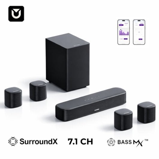 Ultimea Barra de Sonido 7.1ch 330W con Subwoofer 5.25", 4 Altavoces Surround, Bluetooth