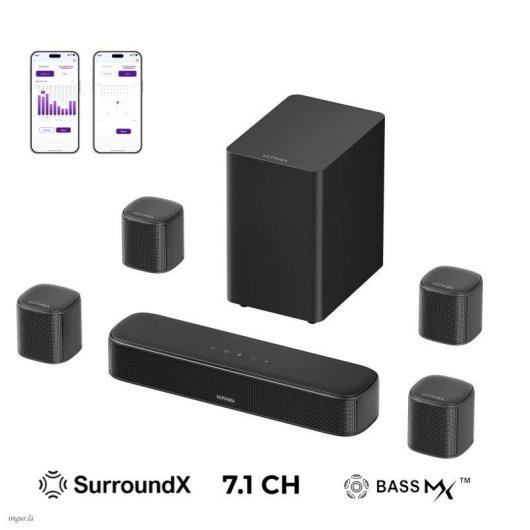 Barre de Son Ultimea Aura S4T 7.1 Canaux Bluetooth Subwoofer SurroundX Noire