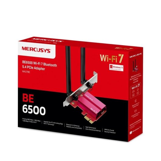 Tarjeta de Red Mercusys MA37BE PCI Express Wi-Fi 7 Tri-Banda Bluetooth 5.4