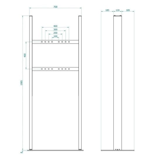 Kimex 030-3049K1 Soporte TV Escaparate Suelo 49" VESA 200x200 a 600x400 Máx 50 kg