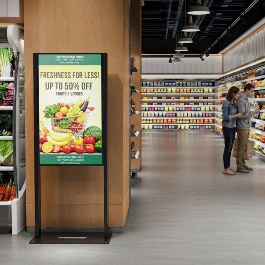 Kimex 030-3049K1 Soporte TV Escaparate Suelo 49" VESA 200x200 a 600x400 Máx 50 kg