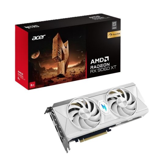 Carte Graphique Acer Nitro Radeon RX 9060 XT OC 8GB GDDR6 Édition Blanche