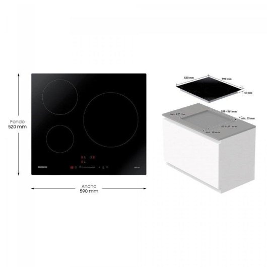 Placa de Inducción Samsung NZ63M3707AK 7200 W 59 cm 3 Zonas de Cocción