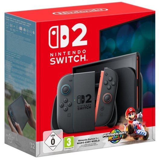Nintendo Switch 2 7.9" 256GB Magnetic Joy-Con Modo Ratón Azul/Rojo + Mario Kart World + Funda