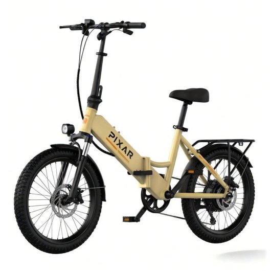 Bicicleta Elétrica Pixar Rusher 250w 48v 12.8ah 20x3 Amarela Freio Disco