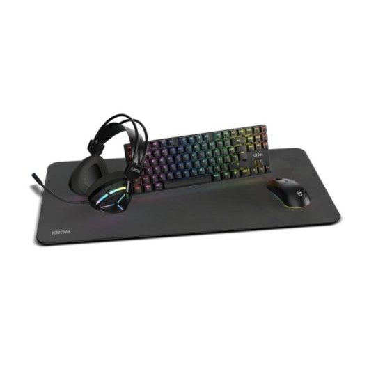 Tastatur Krom Klass 4-in-1 Set Mechanisch TKL RGB Schwarz mit Maus, Headset und Mauspad
