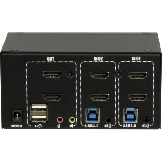 KVM Switch Intertech AS-22HUS 2 Ports HDMI 4K USB Schwarz