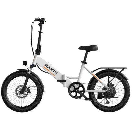 Bicicleta Elétrica Pixar Rusher 250w 48v 12.8ah 20x3 Branca Freio Disco