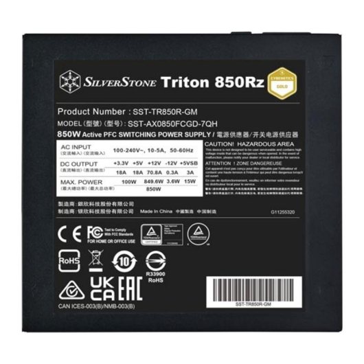 Fuente de Alimentación Silverstone Triton 850Rz 850W 89% efficacité modulaire