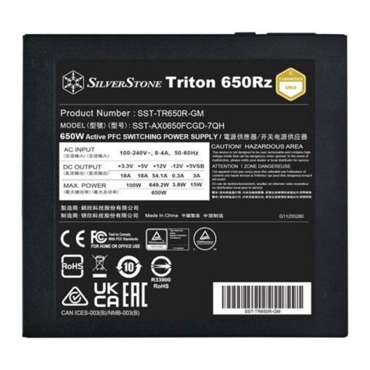 Fuente de Alimentación Silverstone Triton 650Rz 650W 89% Efficacité modulaire