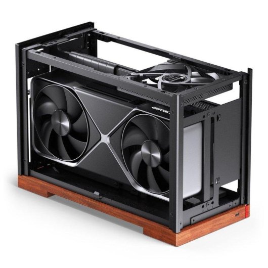 Torre Jonsbo T9 Preto Mini-ITX Alumínio Nogueira Riser PCIe 4.0