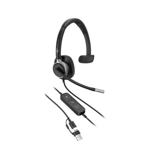 Auriculaires Poly Mission 615 filaires USB-A USB-C Bureau Mono Réduction de bruit Noir