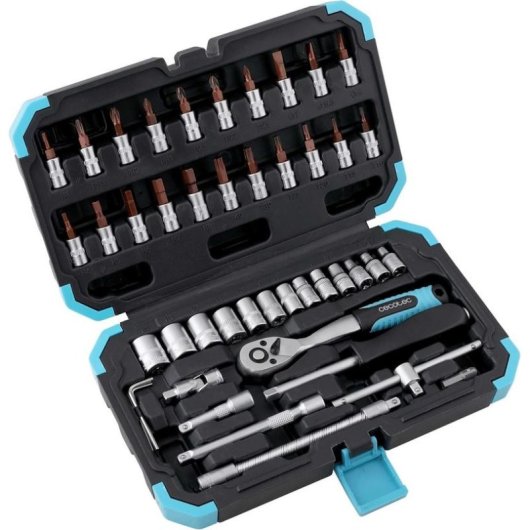 Mallette Cecotec Toolbox KRK 2200 46 pièces, cliquet 72 dents, CR-V