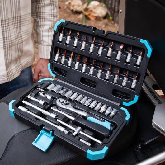 Mallette Cecotec Toolbox KRK 2200 46 pièces, cliquet 72 dents, CR-V