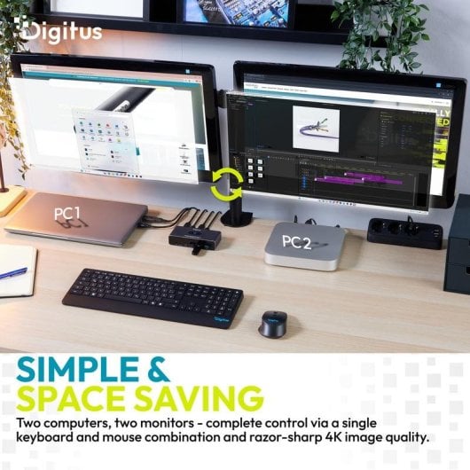Switch KVM Digitus DS-12856 USB-C 3.0 Dual HDMI 4K60Hz