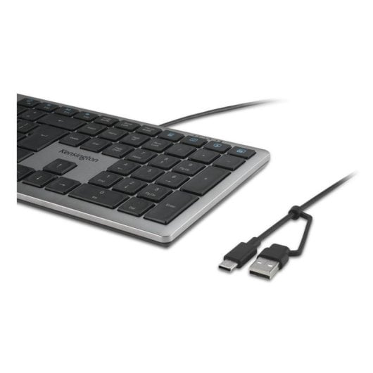 Teclado Kensington KB515 EQ completo com fio switch tesoura Copilot AI QWERTY Cinza