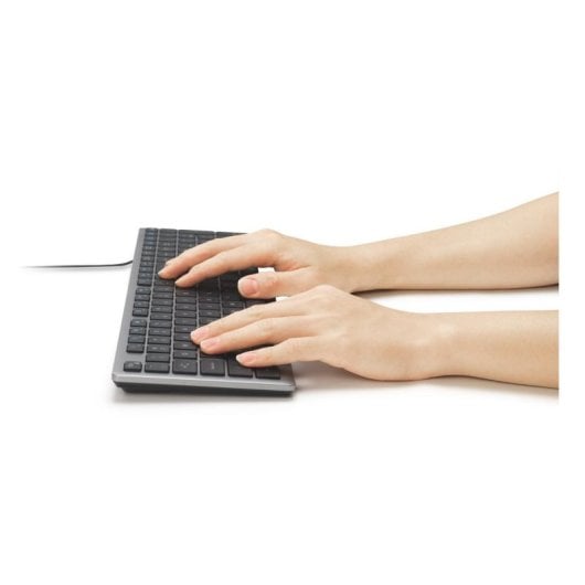 Teclado Kensington KB515 EQ completo com fio switch tesoura Copilot AI QWERTY Cinza