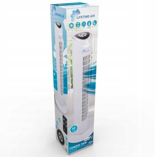 Ventilador de torre Lifetime Air 45W 3 velocidades oscilante con temporizador blanco