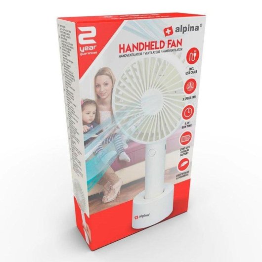 Ventilador de Mano Alpina 3 Velocidades Blanco 22 cm