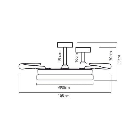 Ventilador de Techo Bel Air Alice 72W 4 Aspas Retráctiles 108 cm