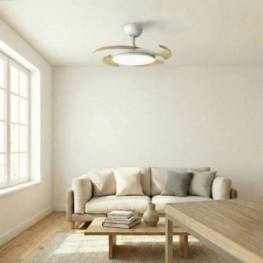 Ventilador de techo Cecotec Energysilence Aero 4500 Puzzle con luz LED y aspas retráctiles