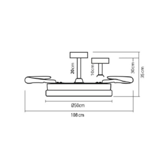 Ventilador de techo Bel Air Karnak 72W 4 aspas retráctiles blanco 108"