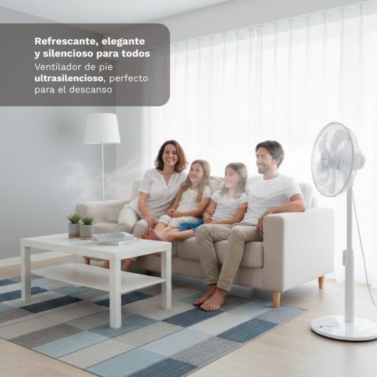 Ventilateur sur Pied Grunkel FS-14T 25W 35cm 12 Vitesses Ultra Silencieux Télécommande Minuterie