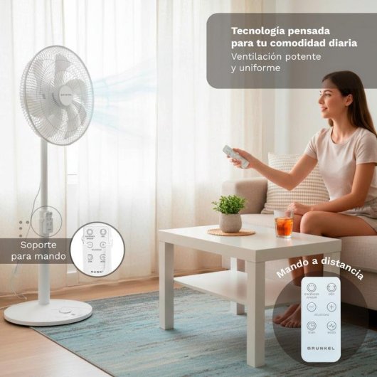 Ventilateur sur Pied Grunkel FS-14T 25W 35cm 12 Vitesses Ultra Silencieux Télécommande Minuterie