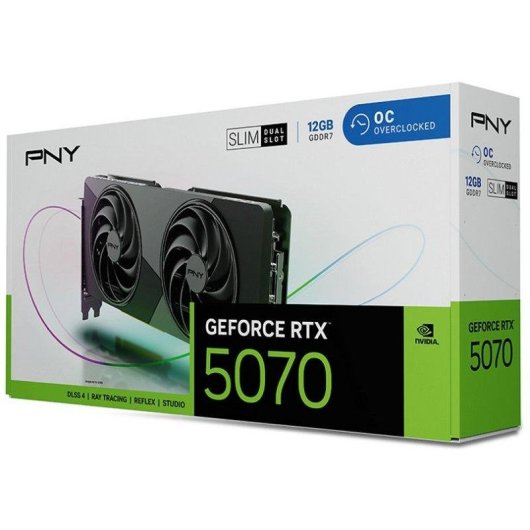 Placa gráfica PNY GeForce RTX 5070 Dual-Fan Slim OC 12GB GDDR7 Reflex 2 RTX AI DLSS4
