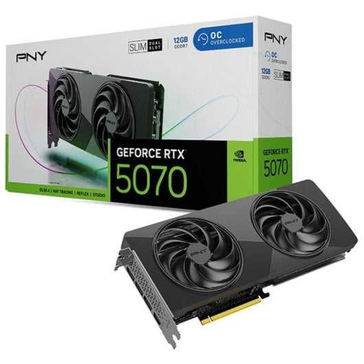 Placa gráfica PNY GeForce RTX 5070 Dual-Fan Slim OC 12GB GDDR7 Reflex 2 RTX AI DLSS4