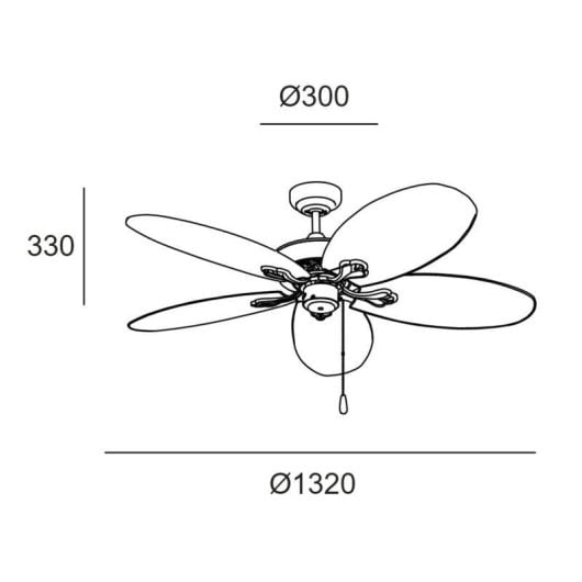 Ventilateur LedsC4 Phuket Design Boheme 5 Pales Sans Lumiere