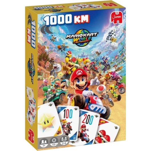 Juego de Cartas 1000 KM Jumbo 1000km Mario Kart World Familiar 2-6 Jugadores