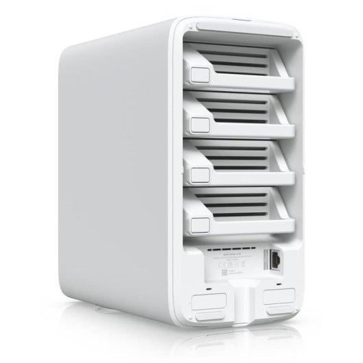 NAS de escritorio Ubiquiti 4 bahías ARM Cortex-A57 4GB USB-C 2.5GbE blanco