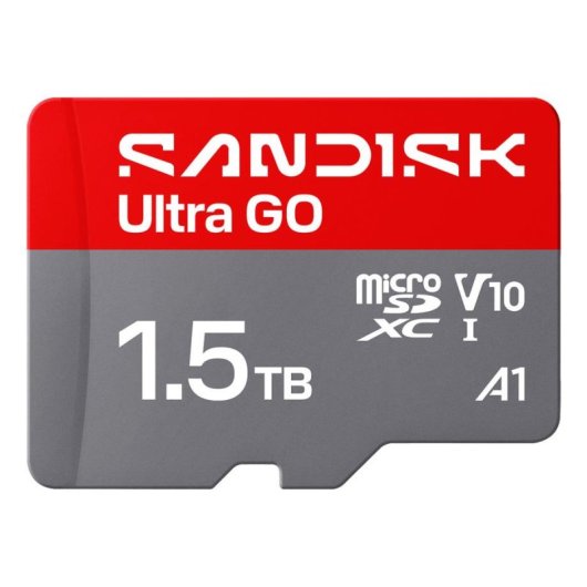Tarjeta microSDXC SanDisk Ultra GO 1,5 TB UHS-I 190 MB/s V10 Gris Rojo
