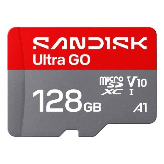 Speicherkarte Sandisk Ultra GO 128GB microSDXC UHS-I 190MB/s V10 Grau Rot