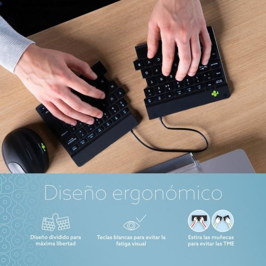 Tastiera R-Go Tools Split Break ergonomica wireless divisa Bluetooth QWERTY (IT)