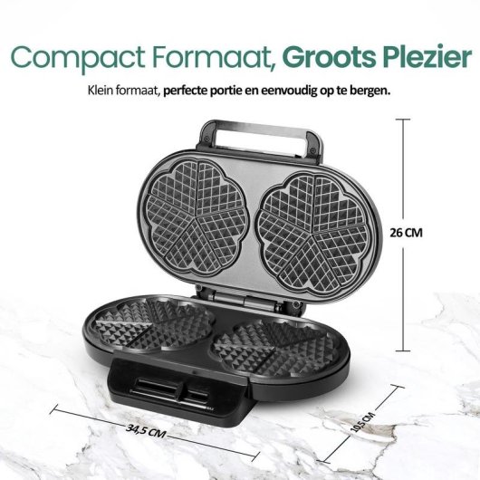 Gofriera Emerio WM-123356 1200W 10 cuori antiaderente nera