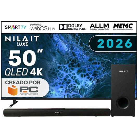 Nilait Luxe 50UD8004SWOS 50" QLED UHD 4K Smart TV WEBOS + Harmony Sound bar Barra de sonido 2.1
