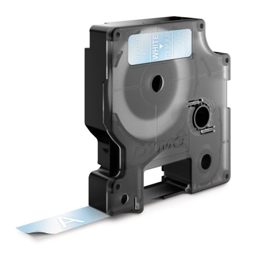 DYMO D1 Standard - White on Transparent - 12mm ruban d'étiquette Blanc sur transparent