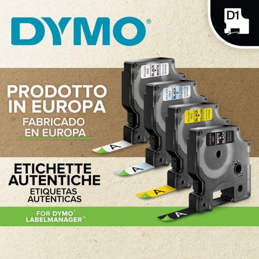 DYMO D1 Standard - White on Transparent - 12mm ruban d'étiquette Blanc sur transparent